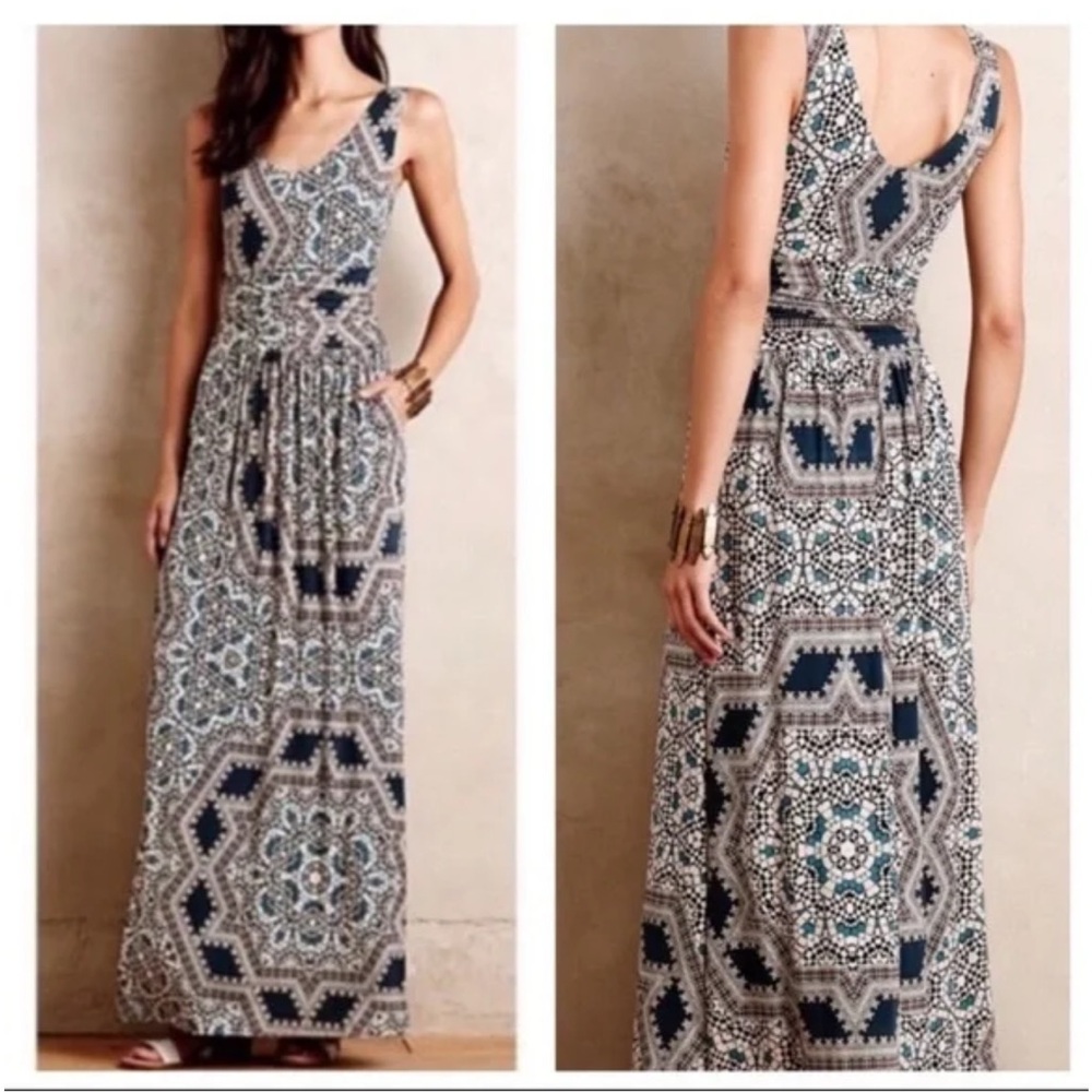 Anthropologie Maeve Women's Jantina Mosaic Print Maxi Dress Size XSmall
